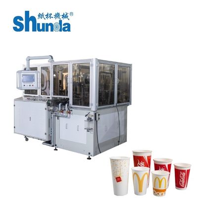 Velocidade máxima 145 copos pelo copo de papel minúsculo que faz a máquina para o copo de papel do café com 2 dispositivos do ar quente do lesiter