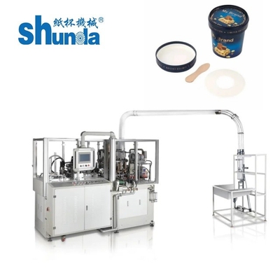 PE revestido de papel máquina de fabricação de copos de sorvete aquecimento ultra-sônico vedação com tampa de copo